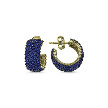 

Angemiel 925 Silver Gold Plated 5 Must Nano Gemstone Tamtur Earrings