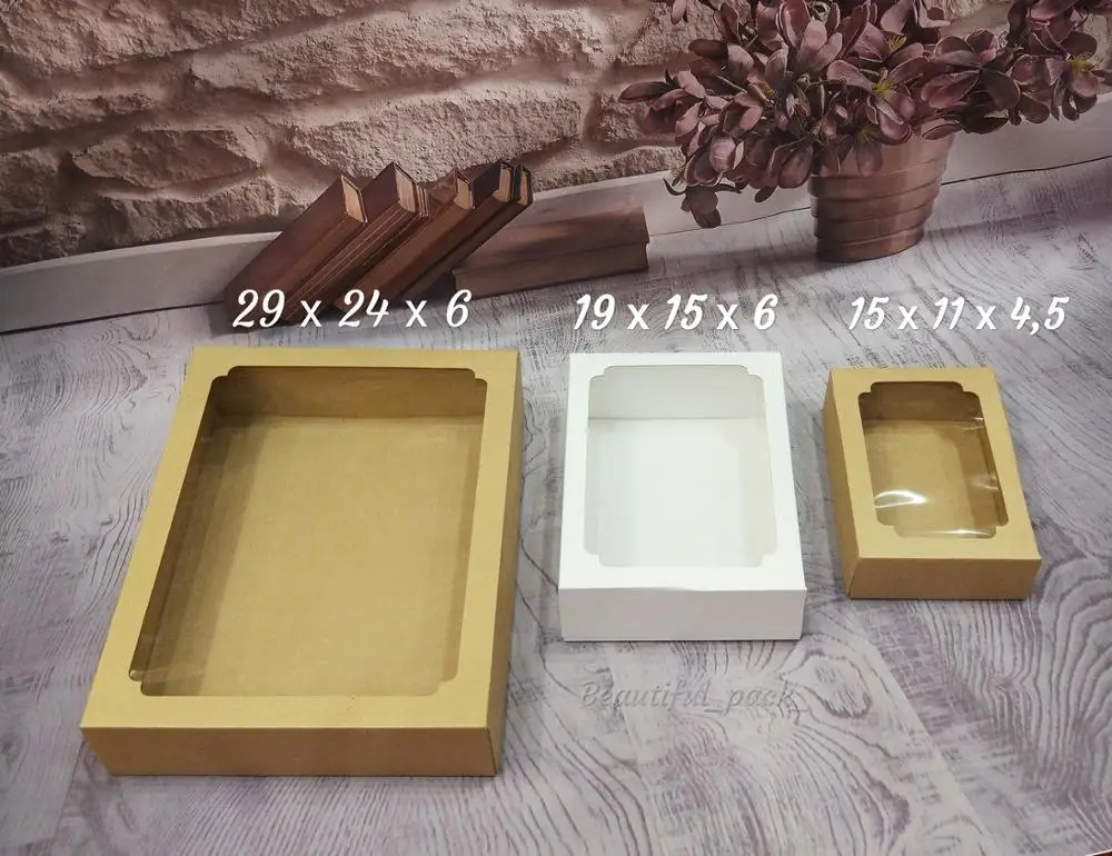 DIY Kraft бумажная коробка с окном Подарочная для мыла коробки ювелирных изделий |