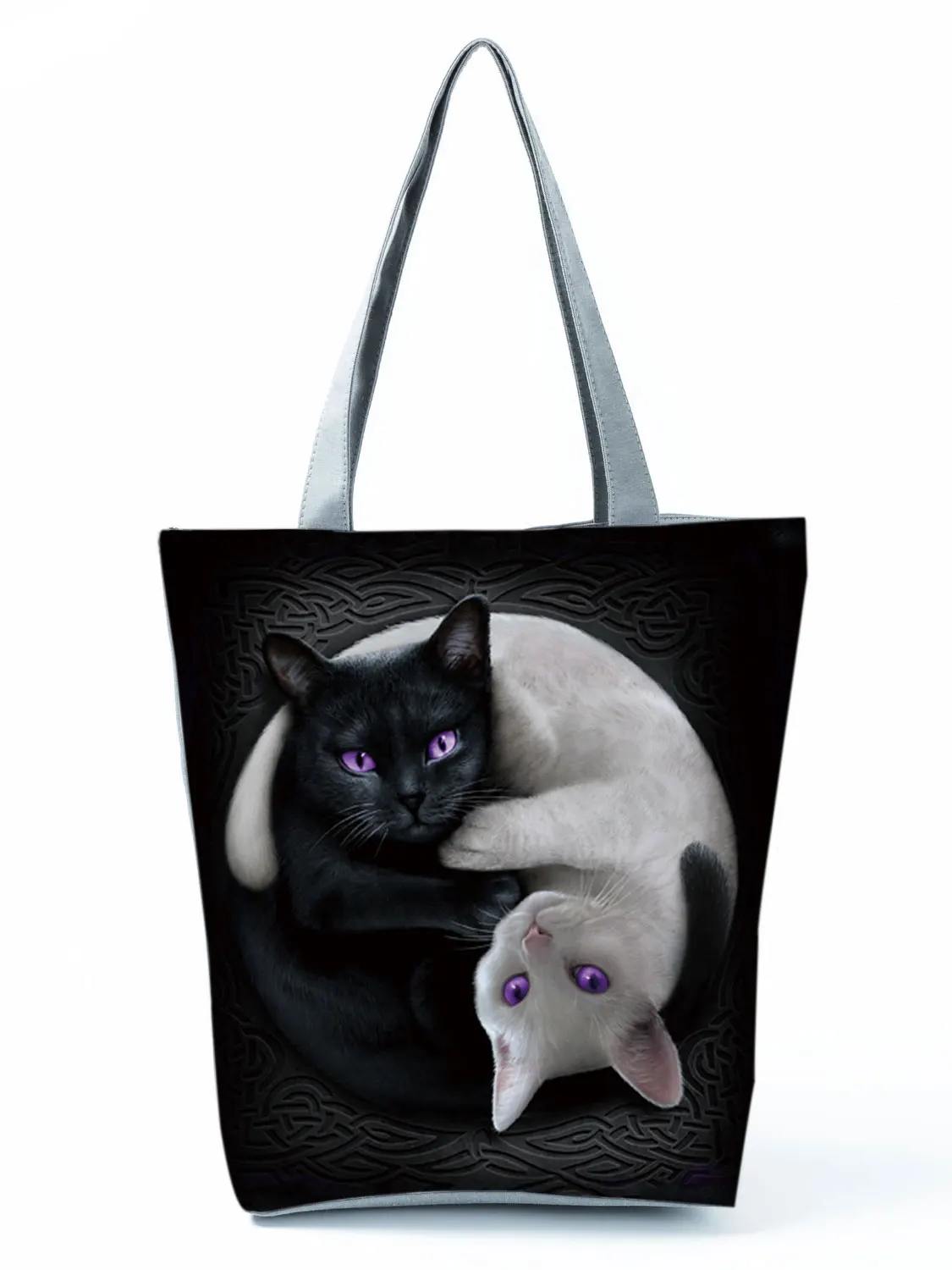 2022 Cool Fashion Handbag Female Cats Print 3D Tote Travel Women Shoulder Bag Foldable High Capacity Shopping Bag Custom Pattern 