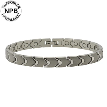 

Noproblem 161 charm men neodymium magnet stainless steel grade 316L antifatigue tourmaline bracelets