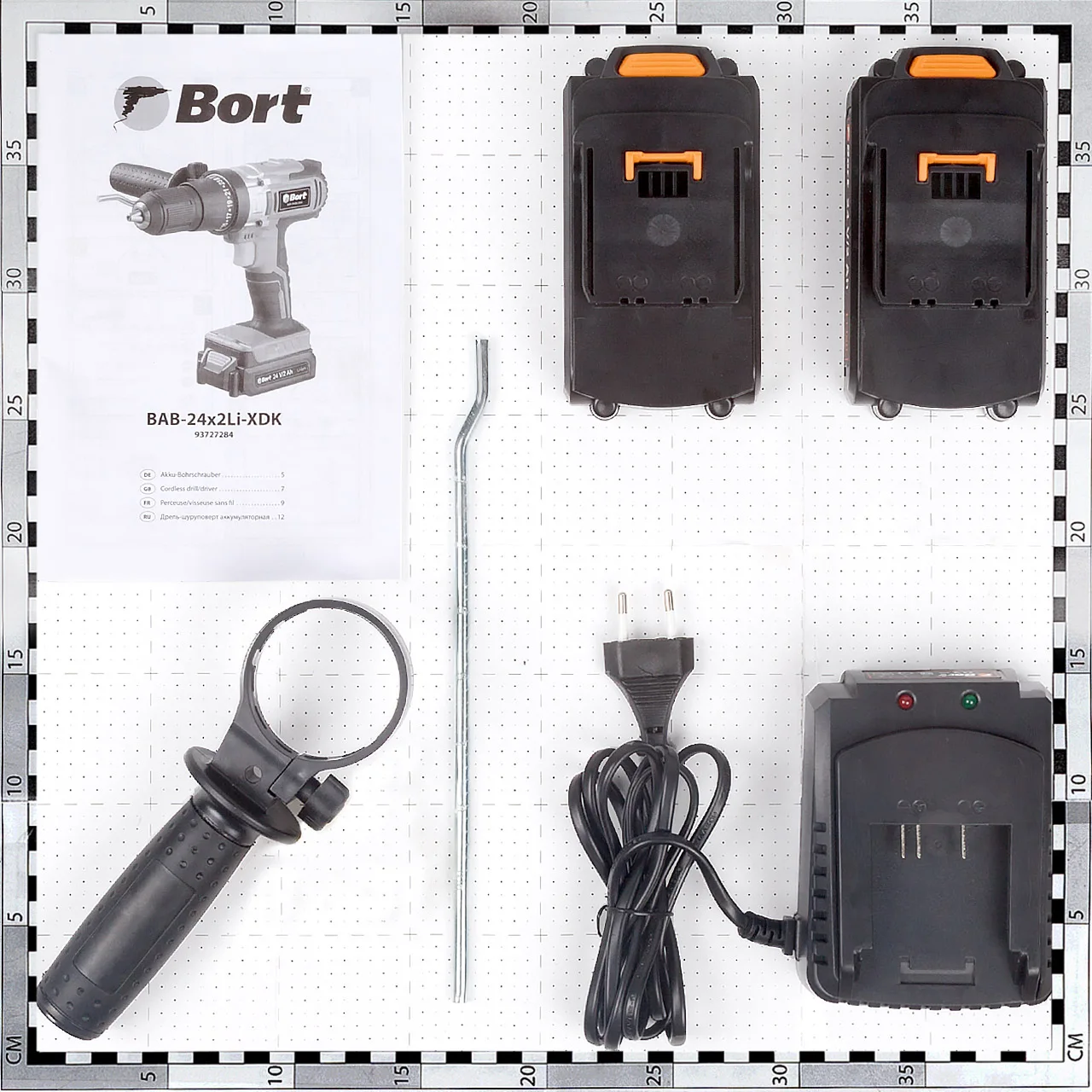 Дрель-шуруповерт аккумуляторная Bort BAB-24x2Li-XDK (2 Li-ion батареи 24 В, 2,0А.ч, крутящий момент 50нм, сверление с уд