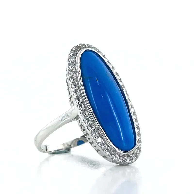 

Sign and Middle Finger Custom Turquoise Gemstone Silver Ring
