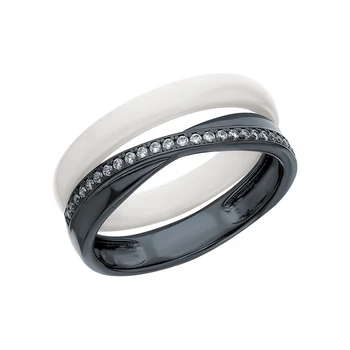 

Silver ring with ceramics and cubic zirconia sunlight sample 925