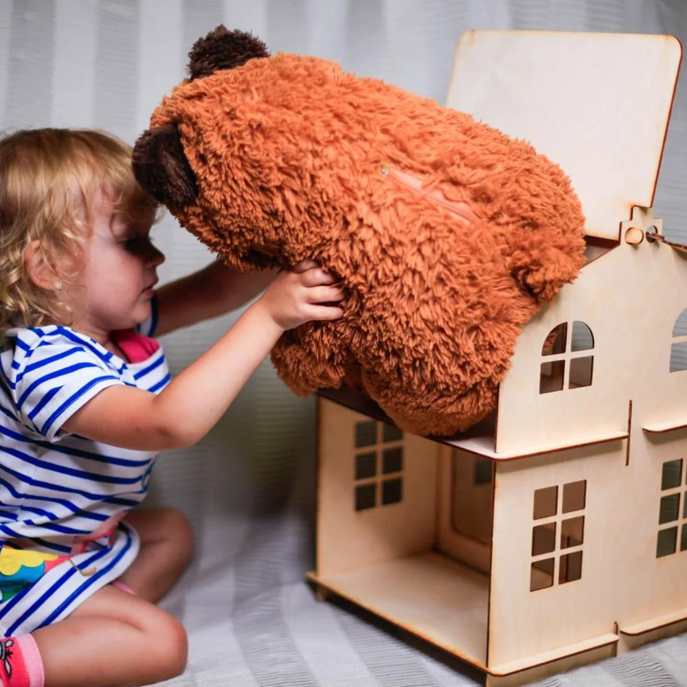 Comprar Muñecas casa juguetes casa regalos de Año Nuevo casa de muñecas miniatura edificio de madera Brithday muñeca accesorio bloque pieza madera contrachapada DFM 2