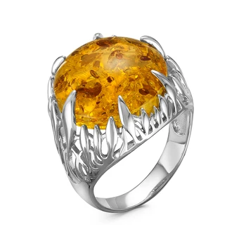 

925 sterling silver ring with stones: Amber synthetic