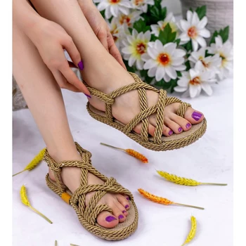 

Nyla Gold Sandals With Rope