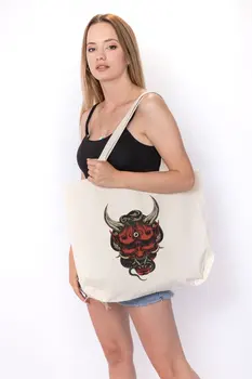 

Angemiel Bag Large Two-Horned Devil Shopping Beach Tote Bag