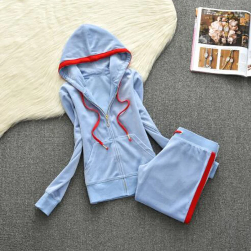 

2022 Spring Velvet Ladies Suit Striped Hooded Sportswear Ladies Fitness Suit Two Piece Fashion Women's Clothing