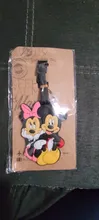 Disney-etiqueta de equipaje de viaje de dibujos animados, Mickey Mouse, Minnie, soporte de identificación, etiqueta portátil, Etiquetas de embarque de equipaje