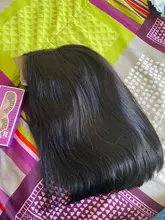 Celie Bob-Peluca de cabello humano liso con encaje frontal, postizo de pelo liso con cierre de 4x4 de densidad 150