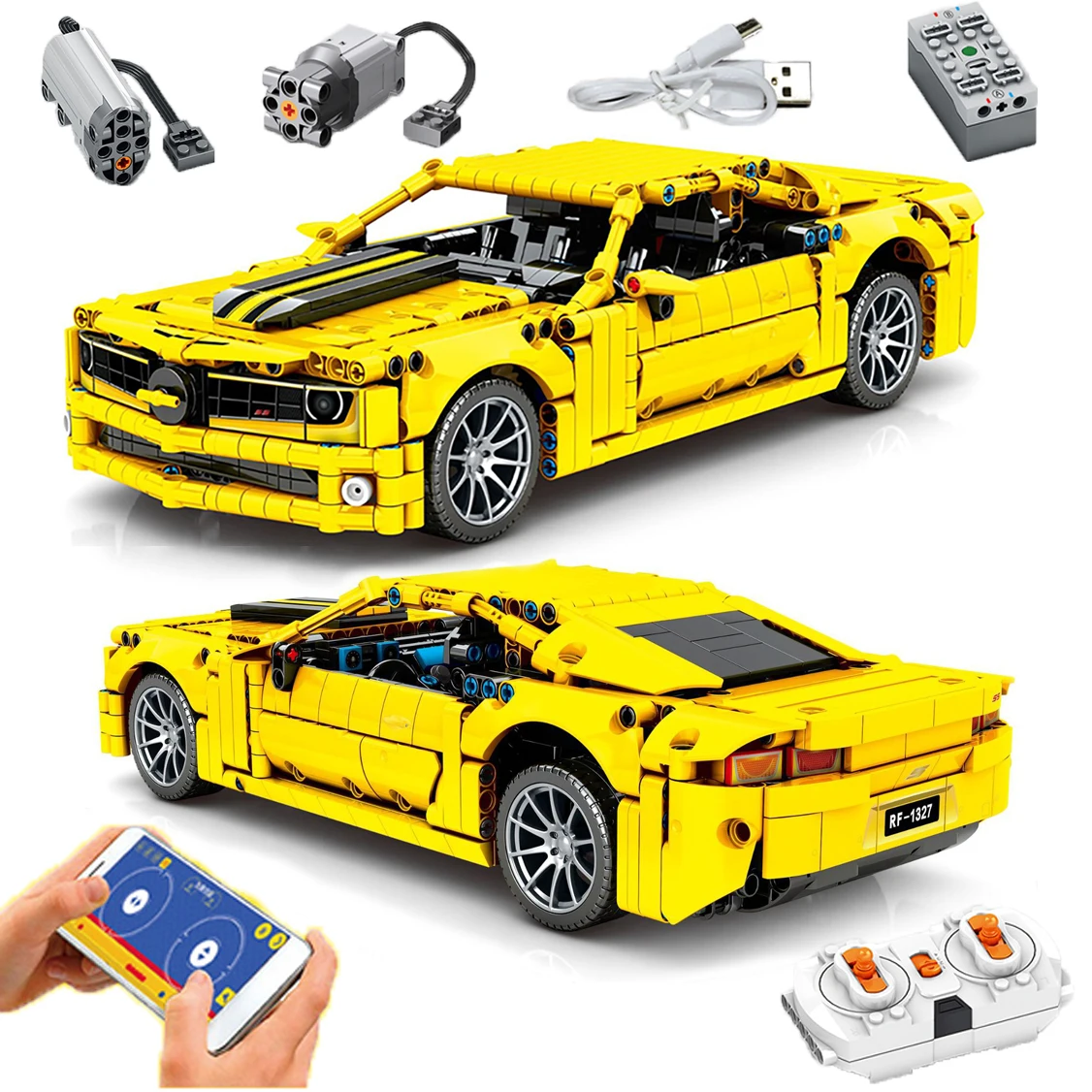 High-Tech RC Racing Car Chevroleted Camaroing Model Bricks MOC Movie Star Bumblebeeing Vehicle Building Blocks Toys for Kid Gift | Игрушки и