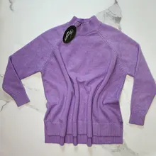 Sweater Pullovers Mock-Neck Beige Purple Winter Green 8-Colors High-Quality Women C-232