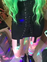 Black Skirt Clubwear Lace-Up Sexy Gothic-Style High-Waist Fashion Women Jiezuofang Female