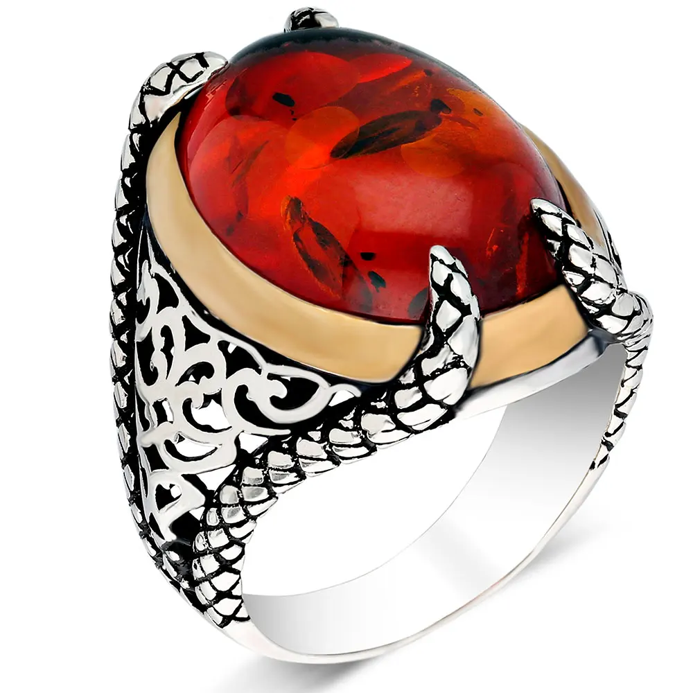 

925 Sterling Silver Ring For Man Real Pure Original Turquoise Agate Ruby Polish Amber Stones Handmade Turkish Jewelry