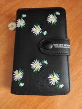 Las mujeres carteras largas 2021 diseño de moda bordado Daisy titular de la tarjeta de gran capacidad monedero PU cremallera Simple dinero bolso billeteras