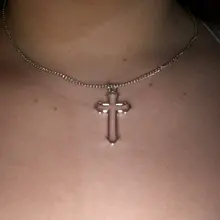 Collar con colgante gótico de Cruz hueca para hombre y mujer, collar de estilo callejero, Color plateado, regalo, joyería de cuello al por mayor