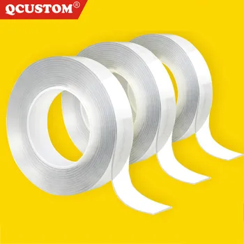 

QCUSTOM Tape Sticker Traceless-Tape Home-Organizer Nano Transparent Magic Reusable Double-Sided-Adhesive for Storage Glue Gadget
