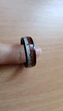 FDLK 8mm blanco y negro anillo de acero inoxidable madera de Koa flecha con incrustaciones boda banda de moda de los hombres accesorios de tamaño 6-13