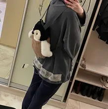 Lindo pingüino de peluche mochila para las niñas caqui pingüino de peluche bolso de hombro mejor regalo de cumpleaños para las niñas suave bolsa pequeña
