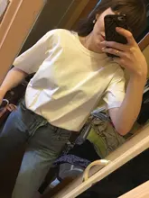 SIMWOOD-2021 Camiseta lisa de algodón para mujer, Tops de cuello redondo compacto de alta calidad, ropa de talla grande, SI980698, novedad de verano 100%