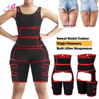 

Women High Waist Thigh Trimmer Neoprene Sweat Shapewear Slimming Leg Body Shapers Adjustable Waist Trainer Double Slimming Belt