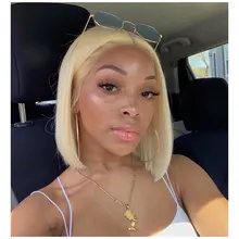 Peluca Bob de rubio miel, peluca recta de Bob corto, peluca brasileña transparente con encaje frontal, pelucas de cabello humano para mujeres negras prearrancadas, 613