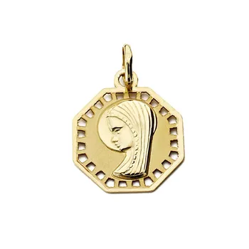 

Medal 9k gold Virgin Girl 17mm. Openwork Hexagonal [AA1754]