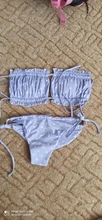 Bikini ahuecado fruncido para mujer, traje de baño Sexy con top de tubo, Tanga con relleno de realce, conjunto de bañador para playa 2021