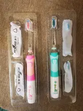 SEAGO-cepillo de dientes eléctrico sónico para niños, 3-12 años, LED, temporizador inteligente, cerdas suaves, 3 cabezales de repuesto