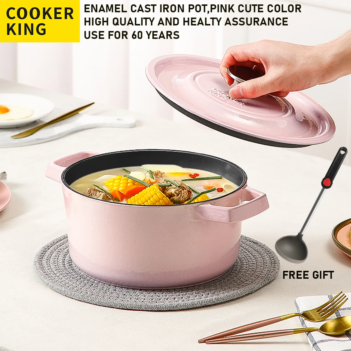 Кастрюля COOKER KING из чугуна с эмалью горшок голландский для риса - Цена: 3 427,99 руб.