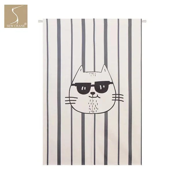 Rideau De Chat De Dessin Anime Japonais Visage De Chat Drole Happy Day Rideau Decoratif De Porte De Cuisine De Maison Aliexpress