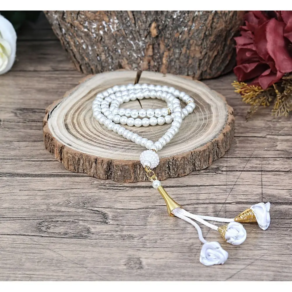 Lux Rosary Muslim Islamic Community Rose Pattern Handmade Pearl Gift Set Ramadan 2023 Mevlüt Worship Prayer Turkey Store
