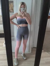 Ropa Deportiva ombré para mujer, conjunto de Yoga sin costuras, ropa de entrenamiento, conjunto deportivo para gimnasio