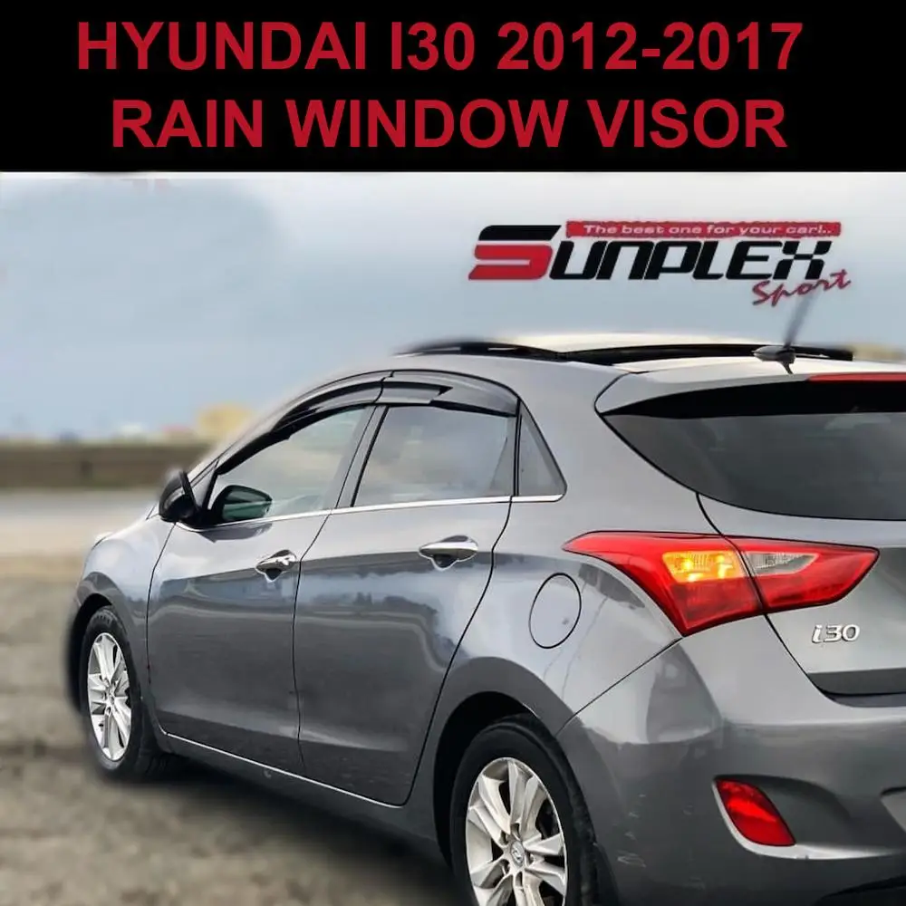 Козырек от дождя и ветра для Hyundai i30 аксессуары 2012 2013 2014 2015 2016 2017 черное пианино 4