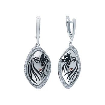 

Silver earrings with enamel and cubic zirconium sunlight sample 925