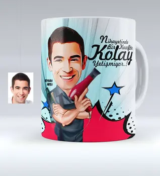 

Personalized Men 'S Barber Caricature Of White Mug cup-1