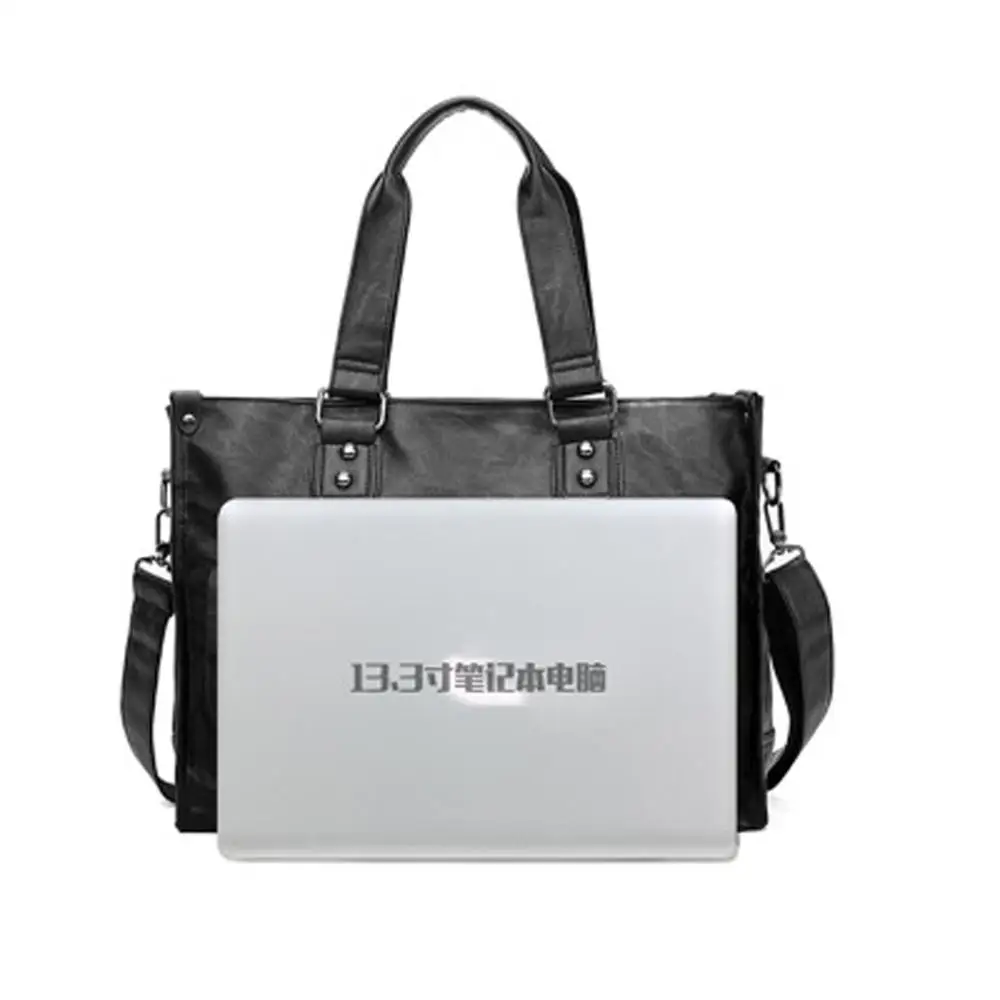 leather laptop bag men black Briefcase 15.6