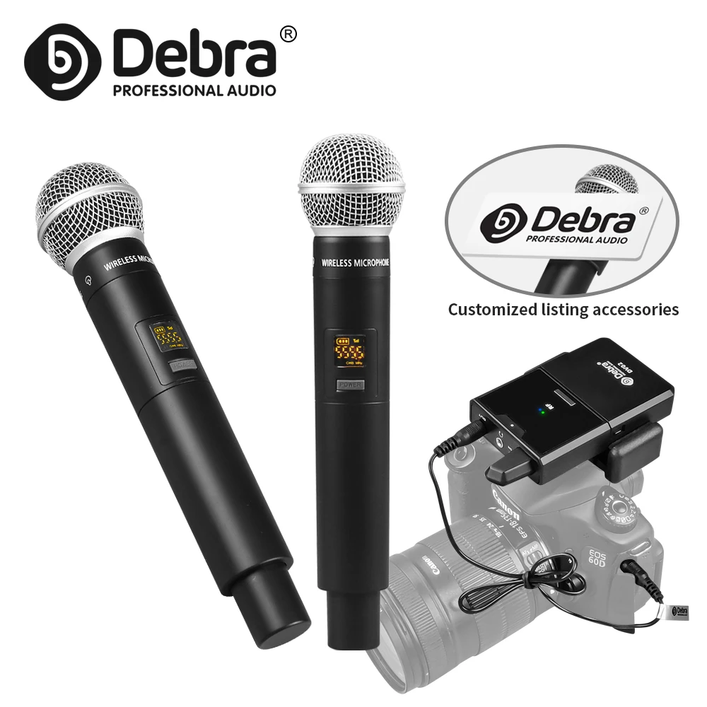 Debra DV01/02H UHF Wireless Handheld Mic with Monitor Function  Support Custom Content Card For Interview Live Broadcast VLOG