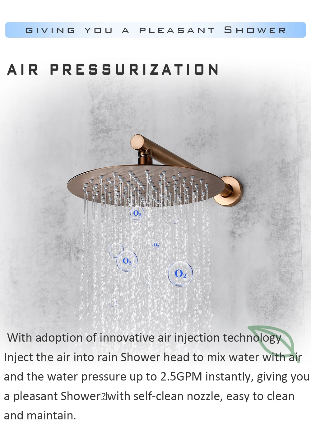 Bagnolux Brushed Rose Gold Brass Hot Cold Water Concealed Rainfall Head Single Handle Mixer Bathroom Tap Bathtub Shower Faucets