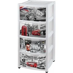 

Chest of drawers on wheels quick Plast with applique 4 drawers, 390 х370х785мм