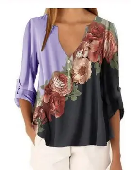

ZOUDKY 2020 New Summer Short Sleeve Shirt m002 Sexy V-neck Floral Print Tops Blouse YO888