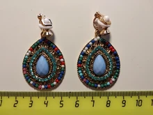 Pendientes con Clip de cristal para mujer, aretes sin Piercing, estilo bohemio, turco, Vintage, étnico, 6 colores