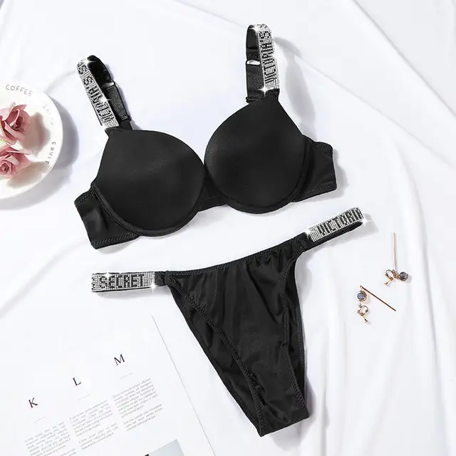 Comfort Femme Sexy Lingerie Ensemble Push Up Bra Victoria's Secret Lingerie Ensemble Femme 2 Pièces Brand Sous Vetement Femme Glossy  4
