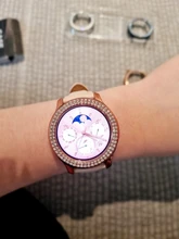 Parachoques de PC de diamante de dos filas para Samsung Galaxy Watch Active 2, funda de 40mm y 44mm, accesorios de cubierta fina ostentosa para mujer