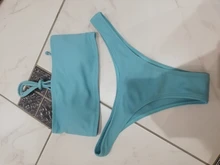 Bikini sin tirantes de cintura alta para mujer, bañador Sexy, traje de baño acolchado, de Color puro monokini, novedad de 2021