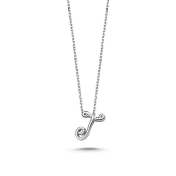

Angemiel 925 Silver-J-Letter Ghost Pendant-Rhodium Plated