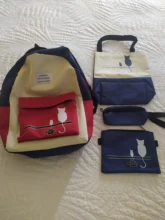 Panelled Shoulder-Bag Backpack Female Canvas Girl FUNMARDI Women for Patchwork Cat-Pattern