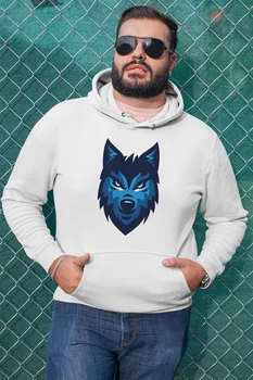

Angemiel Wear Blue Wolf White Men 'S Hooded Sweatshirt