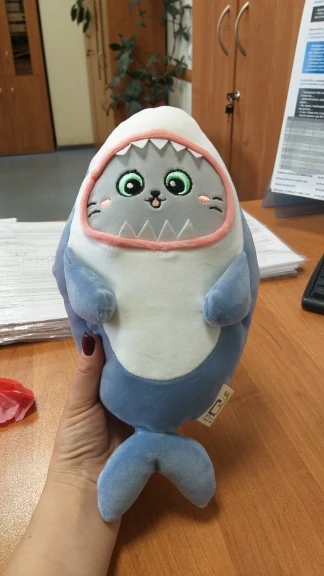 Cat Face Shark Plush Toy for playful pets3