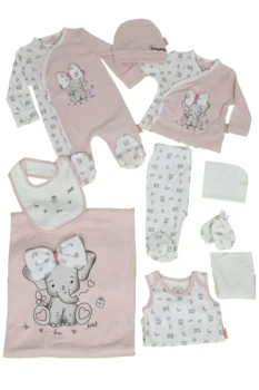 Baby Girl Clothing Set Newborn Basic Essentials 10 Pieces Cotton Layette Wellcome Home Gift Set Elephant 0-1 Month 50 cm Length tanie i dobre opinie 0-6m TR(Origin) Baby Girls Sets Combed Cotton